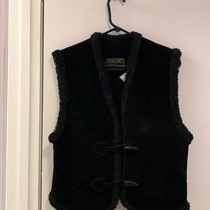 Woman’s black leather suede vest